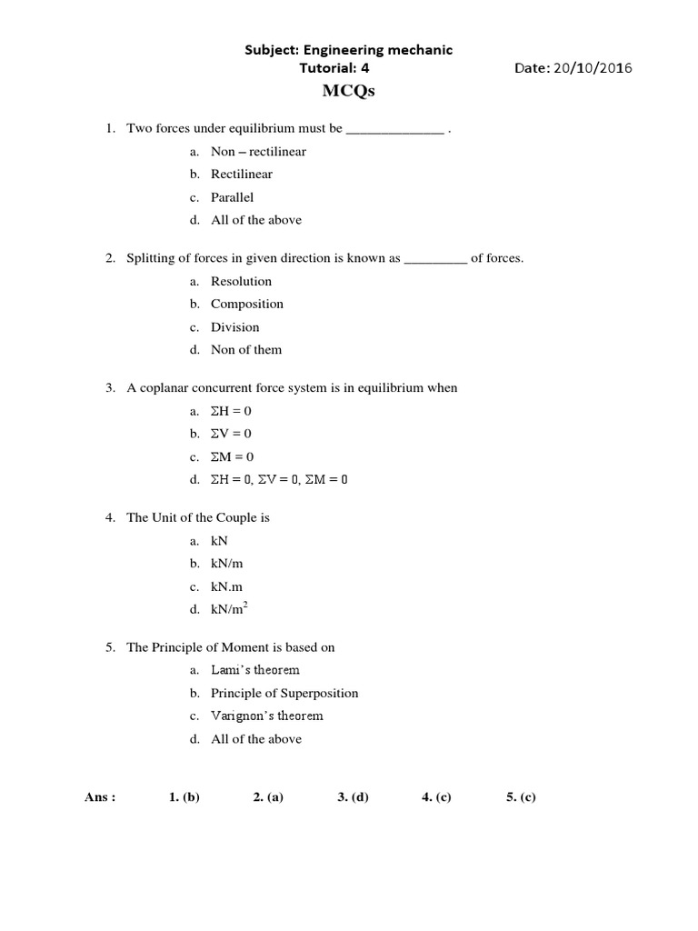 Mcqs with solution pdf center of mass force