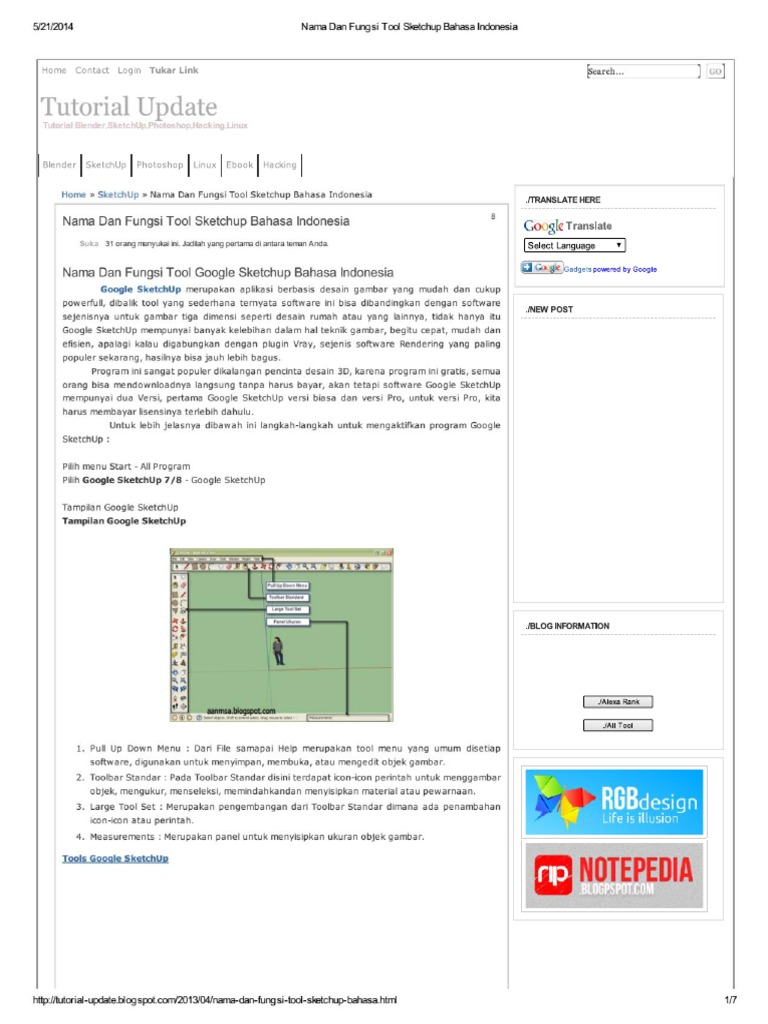 Nama Dan Fungsi Tool Sketchup Bahasa Indonesia Pdf