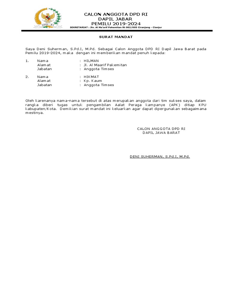 Contoh Surat Mandatdoc