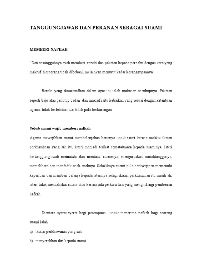 Tanggungjawab Dan Peranan Sebagai Suami Pdf
