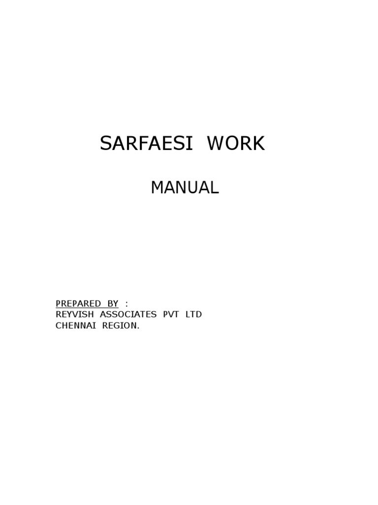 Sarfaesi Work Manual Book Actual PDF Security Interest Credit