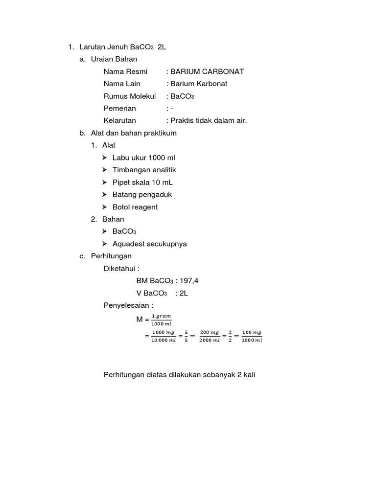 Laporan Praktikum Pembuatan Pereaksi | PDF