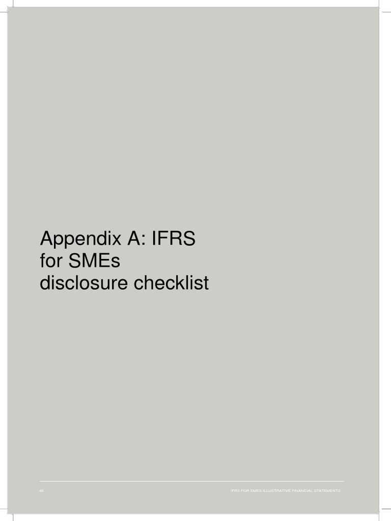 IFRS for SMEs Disclosure Checklist | PDF | Fair Value | Financial Statement
