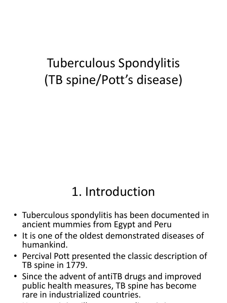 Tuberculous Spondylitis (TB Spine/pott's Disease) PDF Vertebral