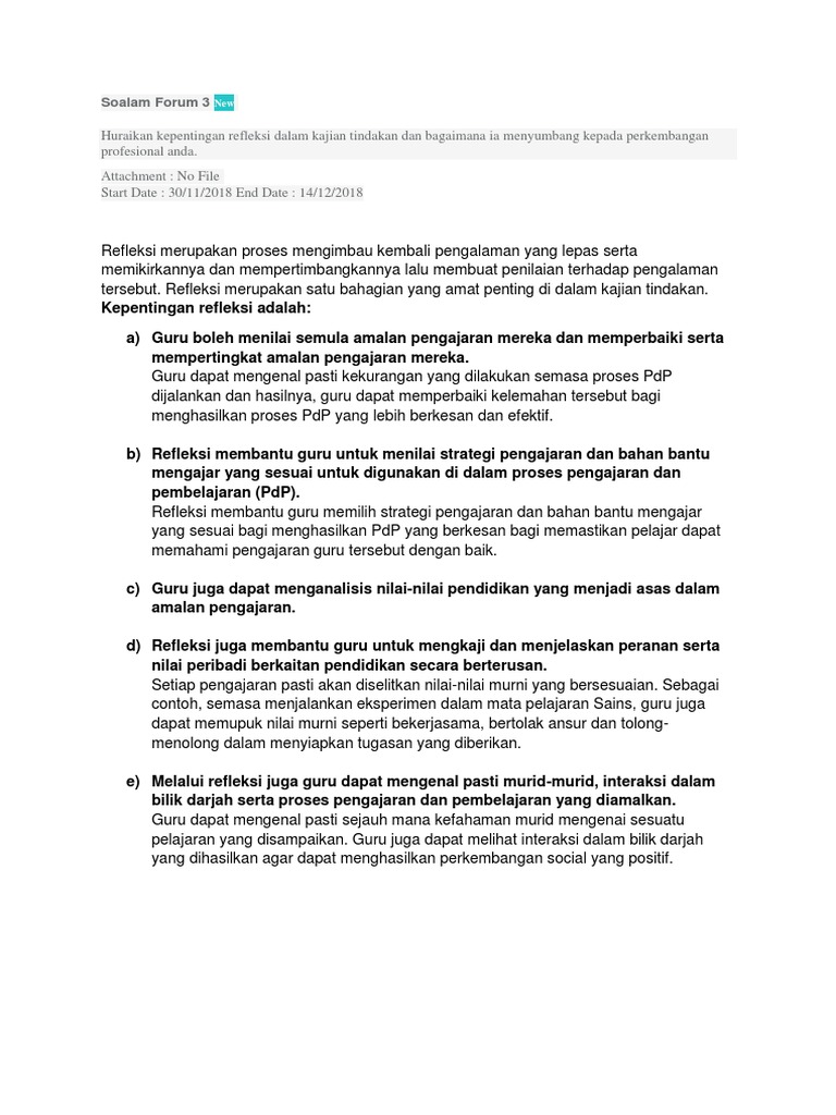 Kepentingan Refleksi Dalam Kajian Tindakan Pdf