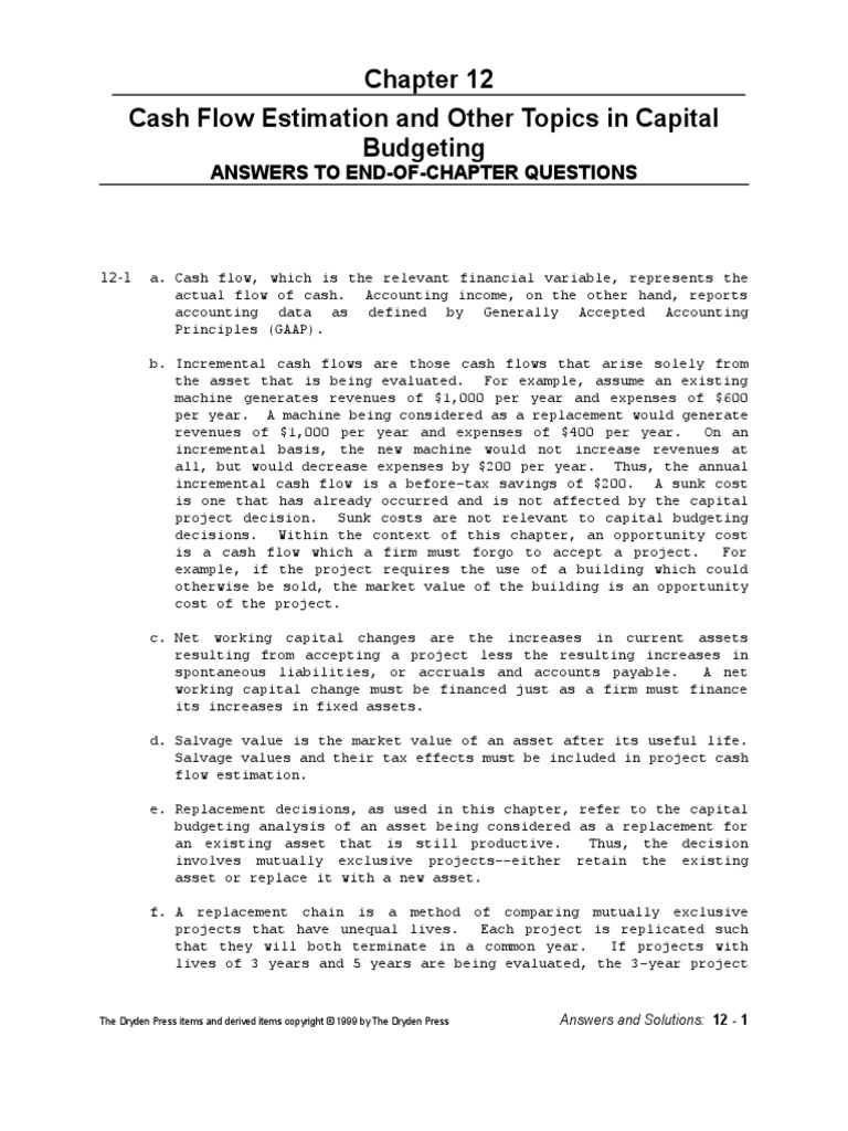 Chap 12 Problem Solutions | PDF | Net Present Value | Capital Budgeting