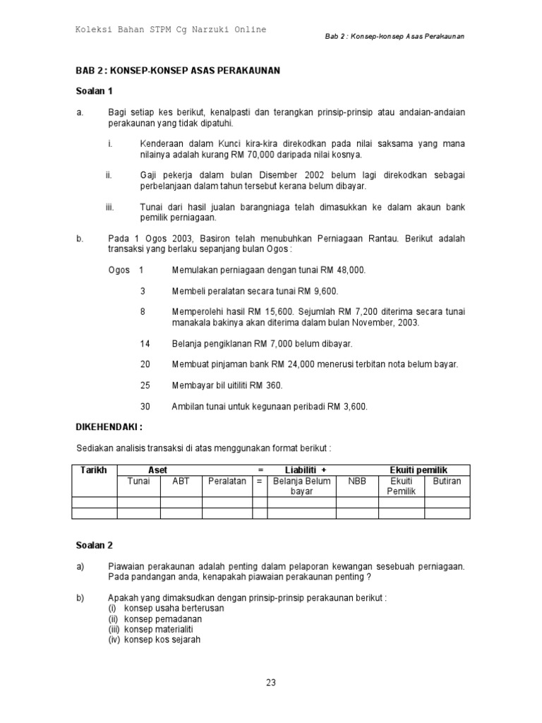 Bab 2 Soalan Tutorial PDF | PDF | Bisnis | Pengelolaan Keuangan & Uang