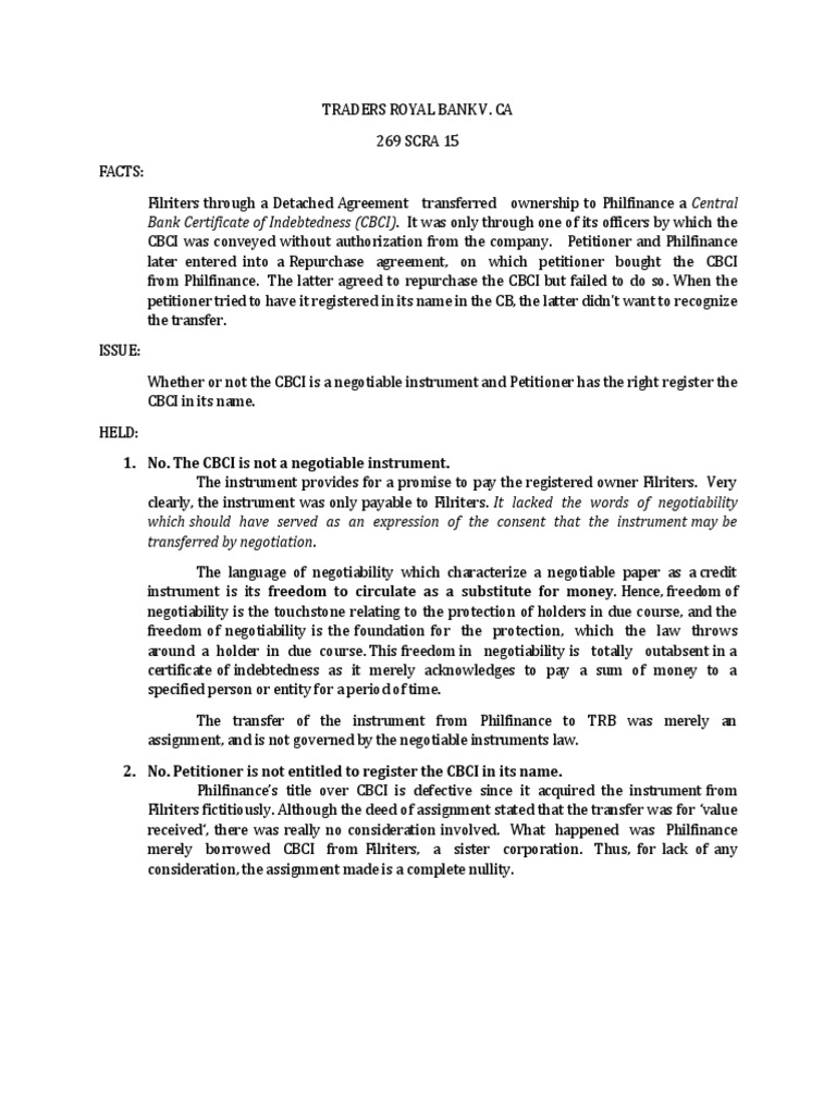 Bank Certificate of Indebtedness (CBCI) It Was Only Through One of Bank Certificate of Indebtedness (CBCI) It Was Only Through One of