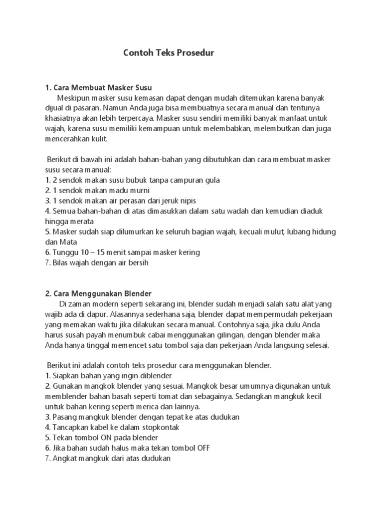 Contoh Teks Prosedur Cara Menggunakan Blender - Simak 
