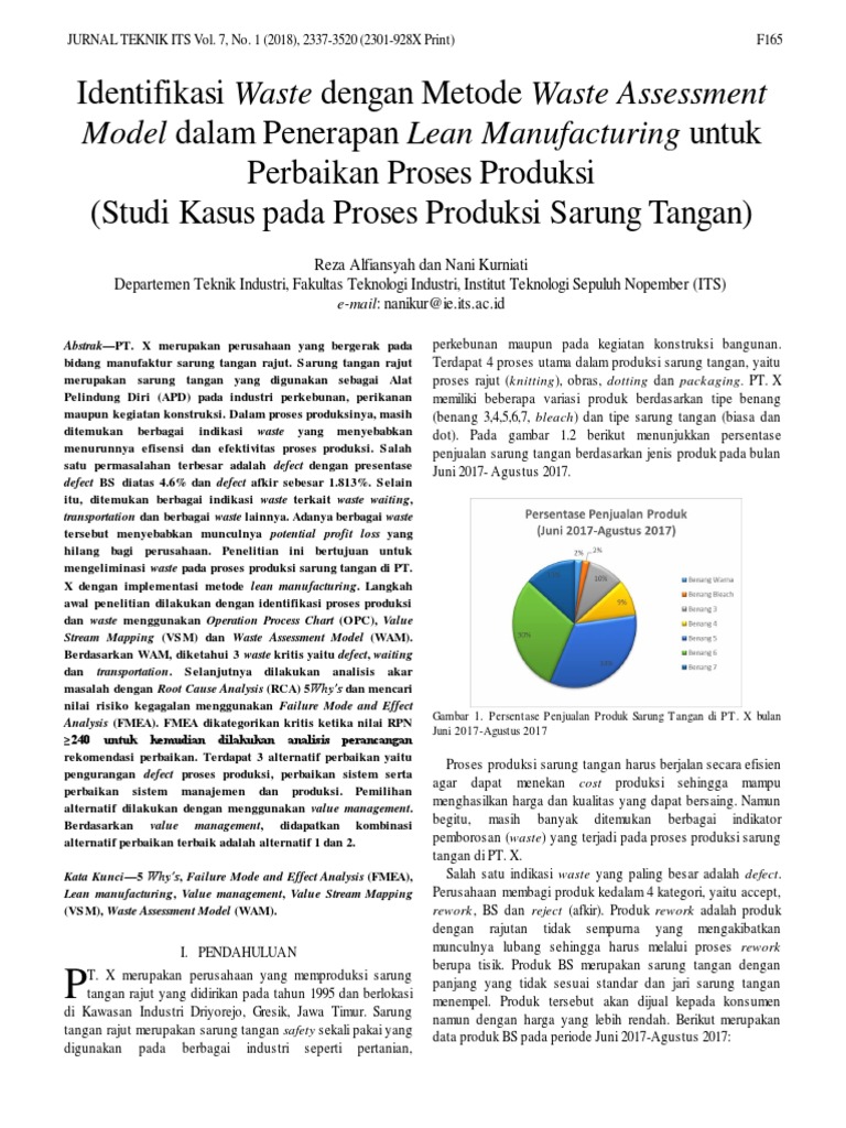 Identifikasi Waste Dengan Metode Waste Assessment Model Dalam Penerapan Lean Manufacturing Untuk