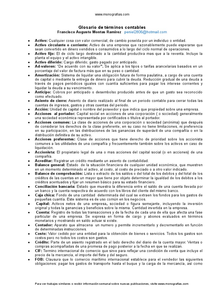 Glosario de Términos Contables | PDF | Contabilidad | Compartir (Finanzas)
