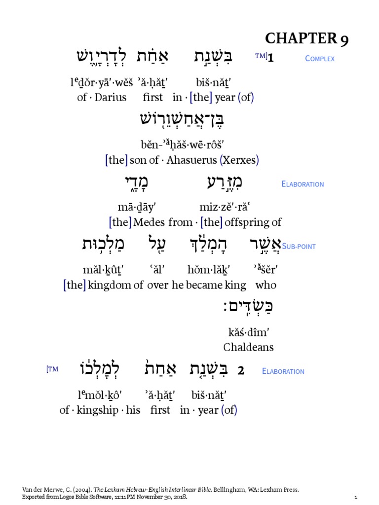 Daniel 9 Hebrew Interlinear Text | PDF | Law Of Moses | Religious Texts