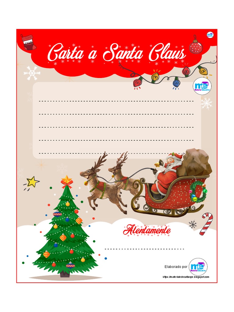 Carta Papá Noel Pdf Carta A Santa Claus | PDF