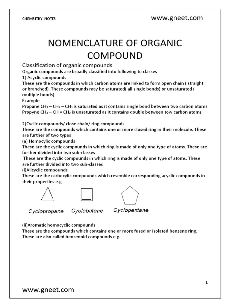 Nomenclature of Organic Compound | PDF | Functional Group | Alkene