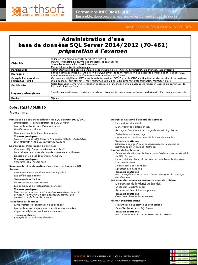 Formation avancée SQL Server 2014/2012 | PDF | Microsoft SQL Server ...