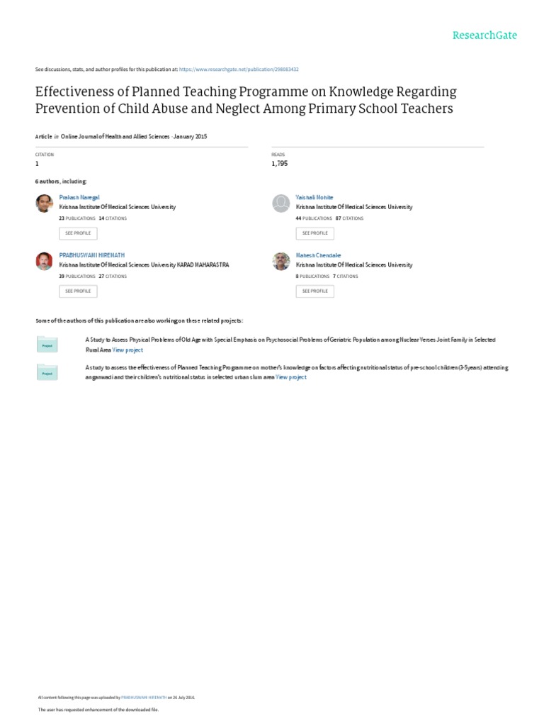 Child Abuse Prevention Training for Teachers | PDF | Child Neglect ...