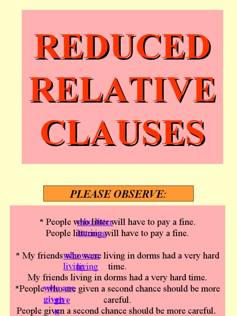 Reduced Relative Clauses-Presentation-Final Version | PDF | Adjective ...