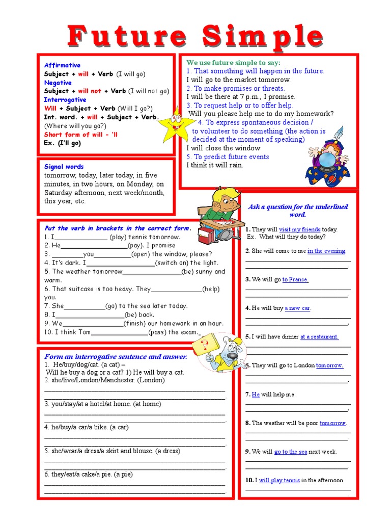 Future Simple Tense Overview and Exercises | PDF | Question | Onomastics