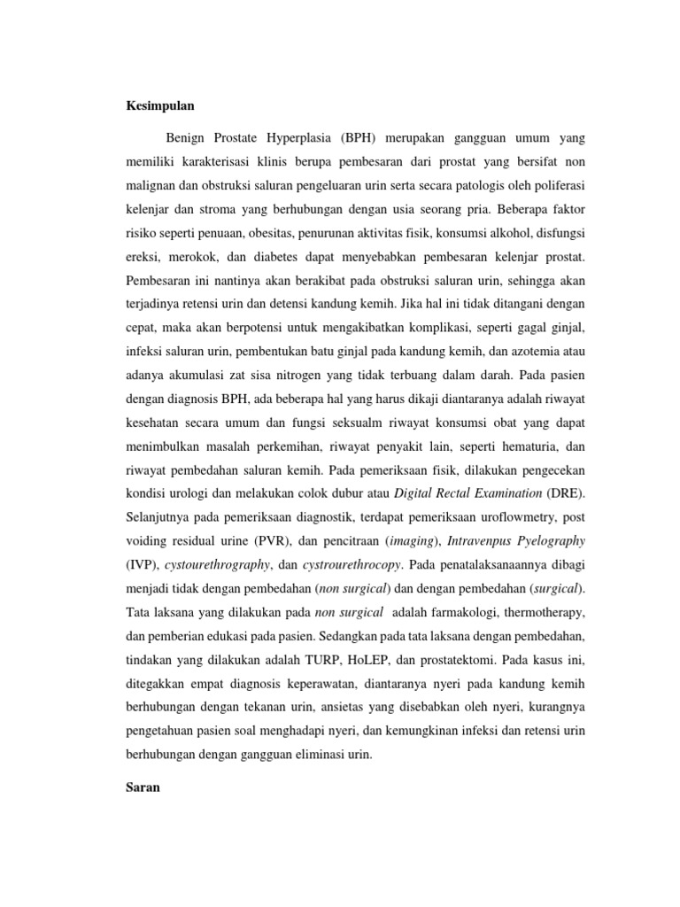 Kesimpulan Dan Saran Makalah BPH | PDF