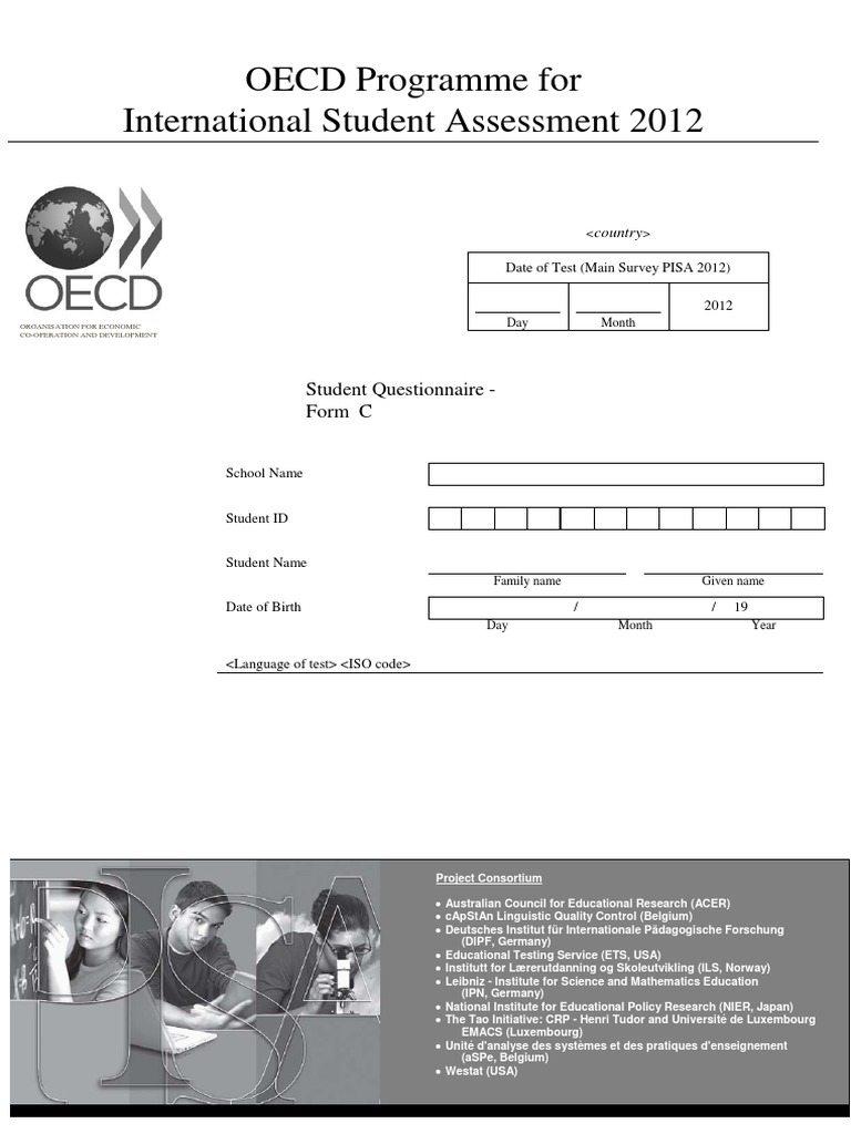PISA 2012 Student Questionnaire Form C | PDF | Homework | Teachers