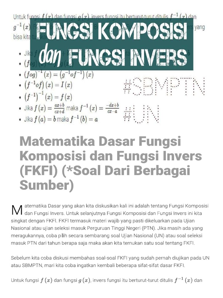 Fungsi Komposisi Dan Fungsi Invers Defantri