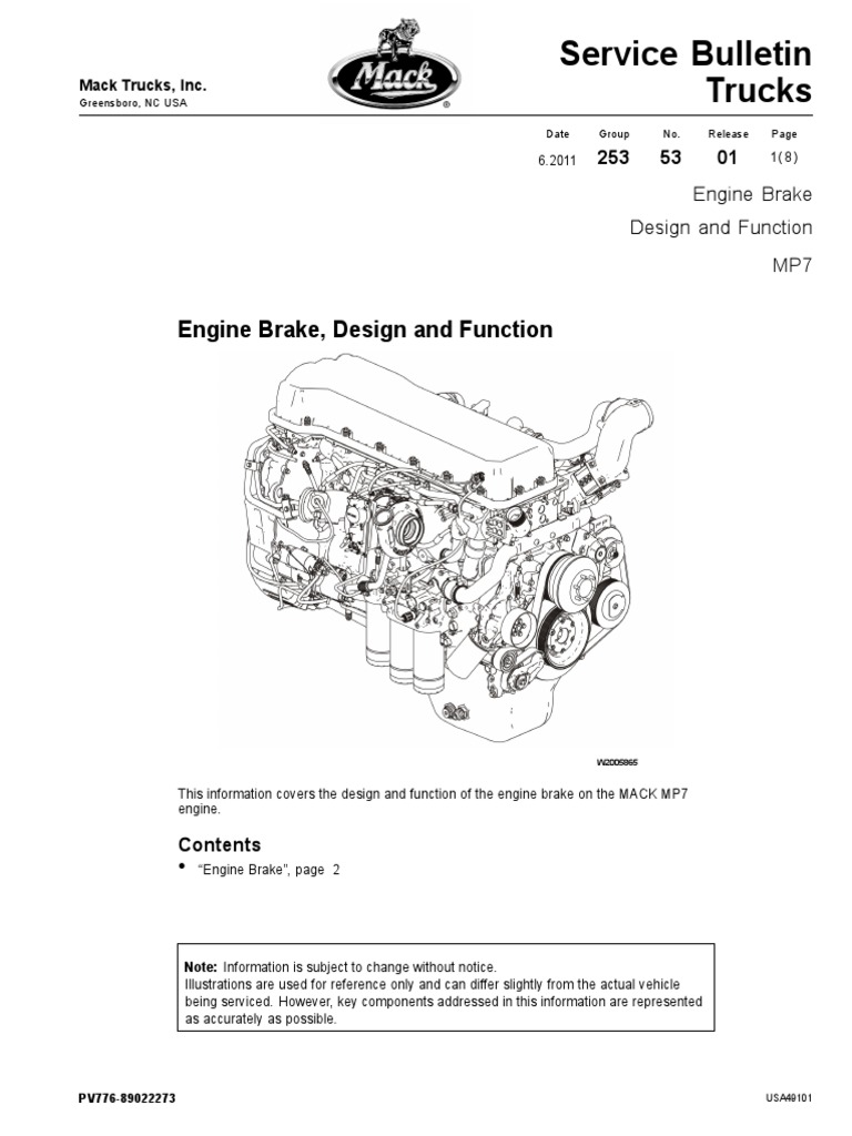engine brake Mack MP7.pdf | Brake | Rotating Machines