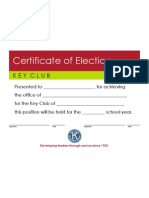 Certificate of Election for Club Officer