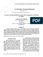 A Study of The Business Value of It General Controls in China