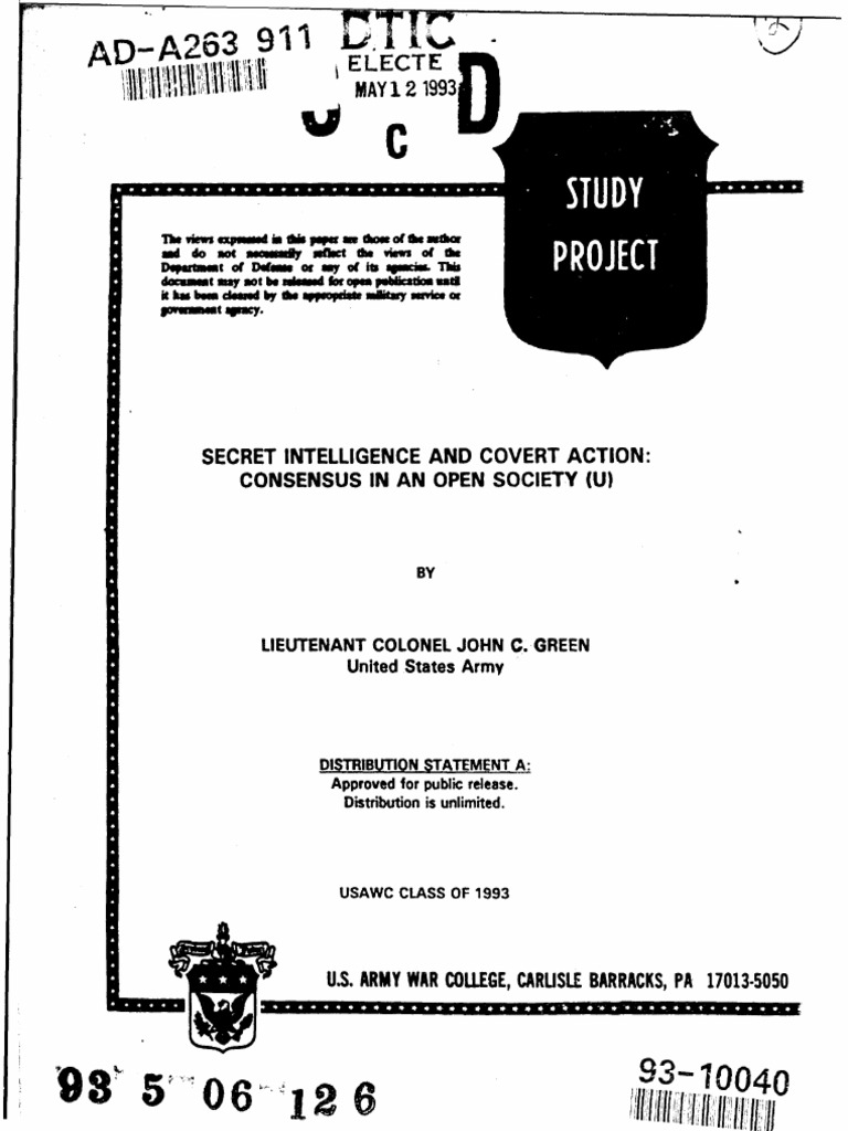 Intelligence and Covert Action Consensus | PDF | Congressional ...