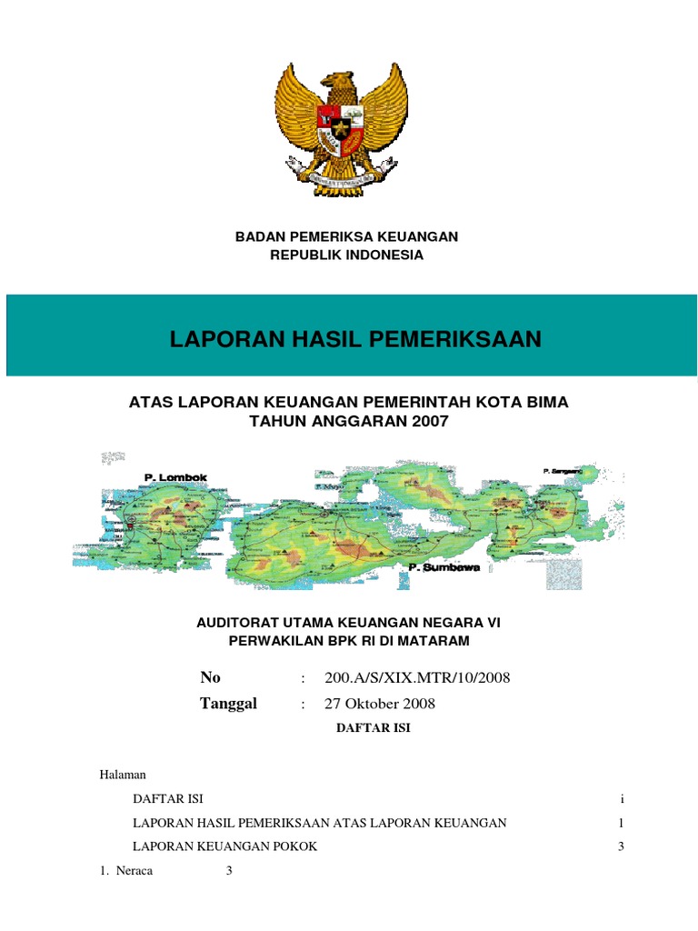 Contoh Laporan Keuangan Daerah Kota Bima PDF