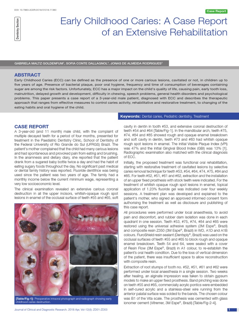 (CR) Early Childhood Caries A Case Report of An Extensive