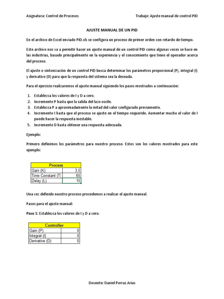 Ajuste Manual de Control PID | PDF | Informática y tecnología de la ...