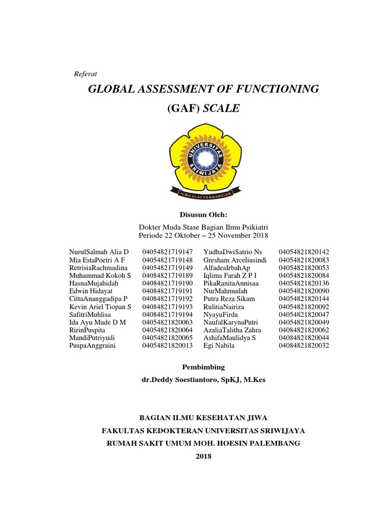 Skala GAF: Penilaian Fungsi Psikososial | PDF | Pengembangan Diri
