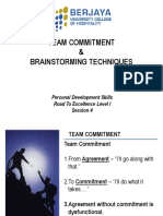 Team Commitment & Brainstorming Techniques: Personal Development Skills Road To Excellence Level I Session 4