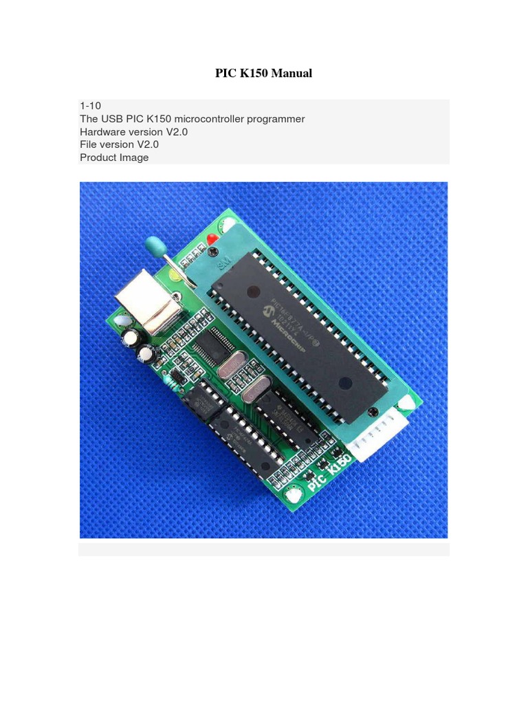 K150 PIC Programmer User Manual | PDF | Usb | Device Driver