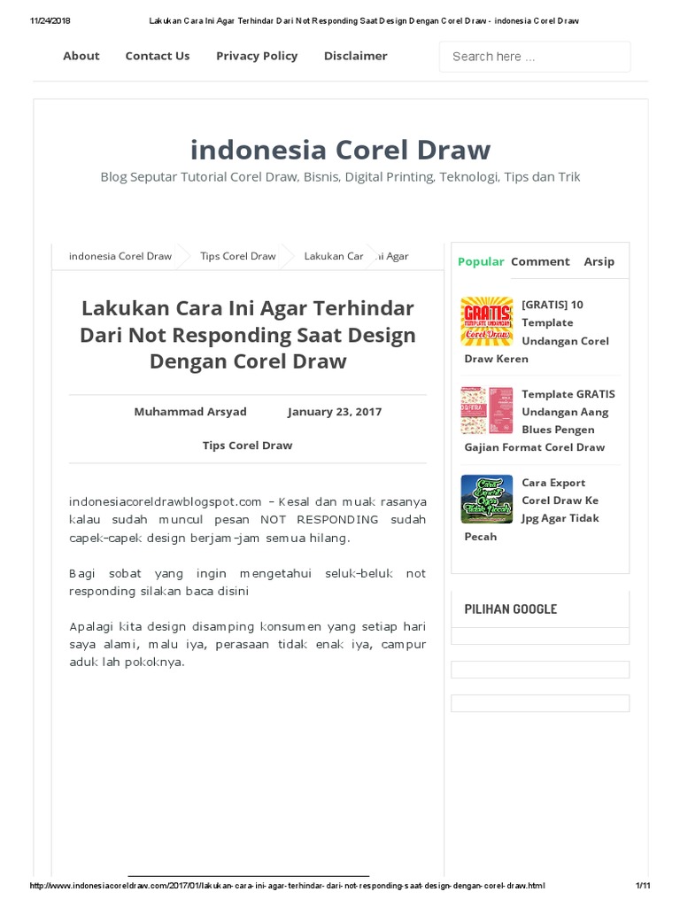Lakukan Cara Ini Agar Terhindar Dari Not Responding Saat Design Dengan