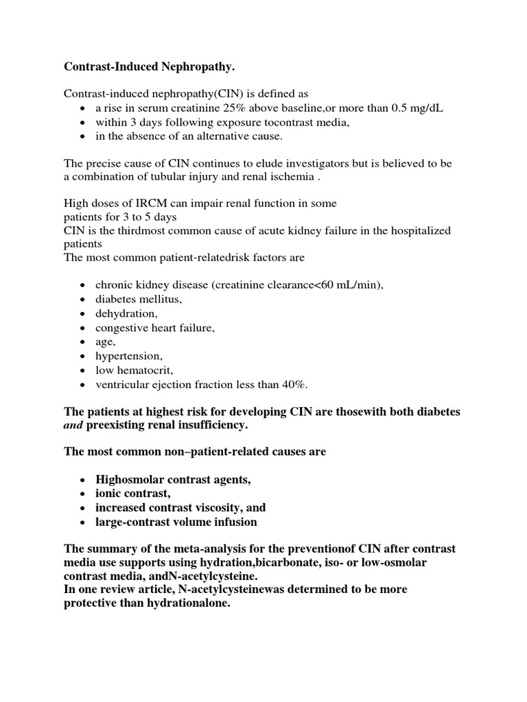 Contrast Induced Nephropathy | PDF