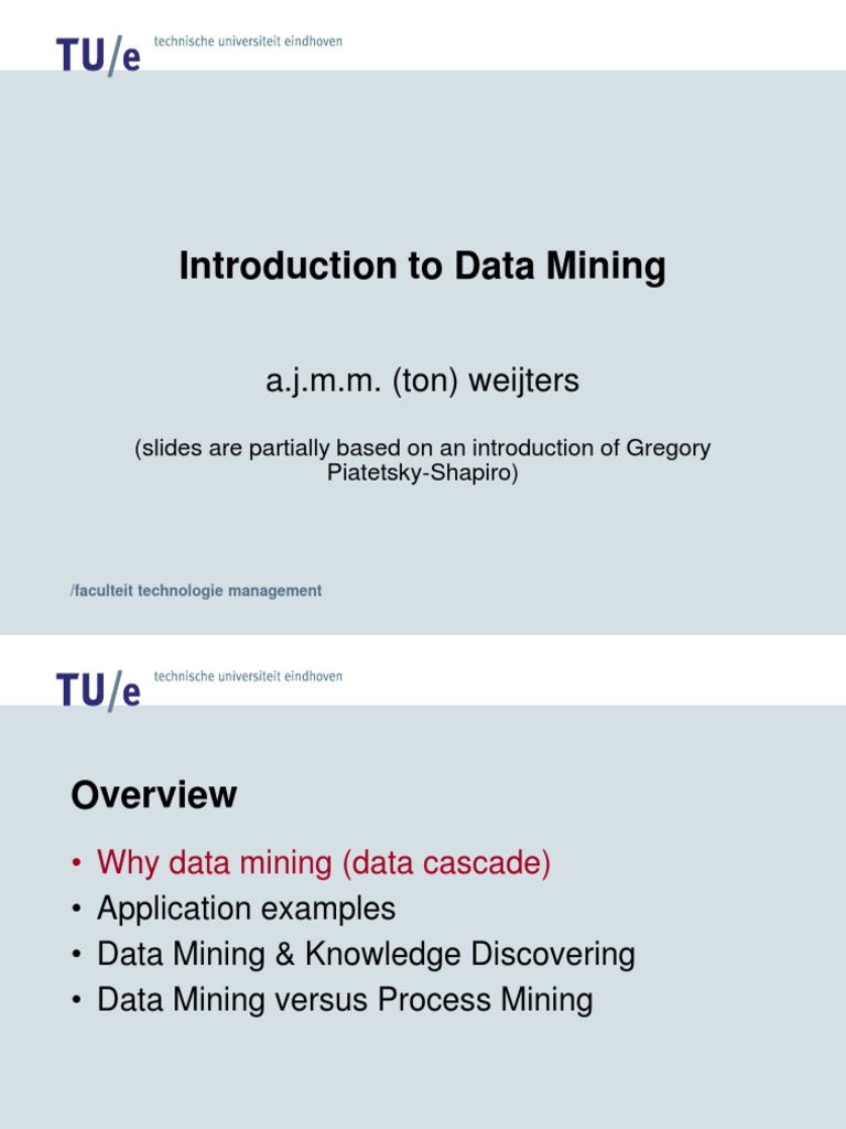 Introduction To Data Mining: A.J.M.M. (Ton) Weijters | PDF | Data ...