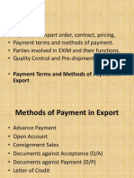 Methods of Payment in Export