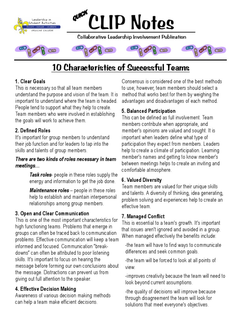 Characteristics of Successful Teams | PDF | Leadership | Applied Psychology
