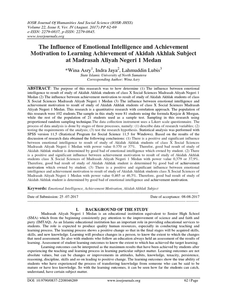 The Influence of Emotional Intelligence and Achievement Motivation To ...