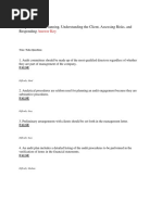 Answer Key: Chapter 06 Audit Planning, Understanding The Client, Assessing Risks, and Responding