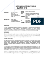 Egen 205: Mechanics of Materials SUMMER 2018: Prerequisites Egen 201 Office Schedule Hours Text