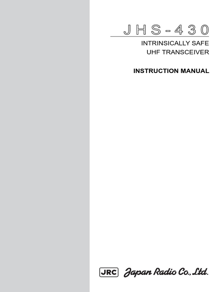 J H S 4 3 0 J H S 4 3 0 Uhf Transceiver Intrinsically Safe PDF