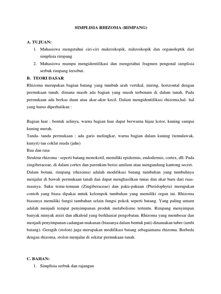 Ciri dan Contoh Tumbuhan Rhizoma | PDF | Sains & Matematika