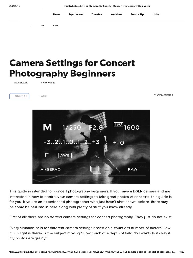 Camera Settings For Concert Photography Beginners PDF Shutter Speed