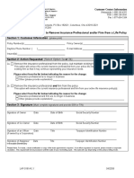 Request by Contract Owner(s) To Remove Insurance Professional And/or Firm From A Life Policy Section 1: Customer Information