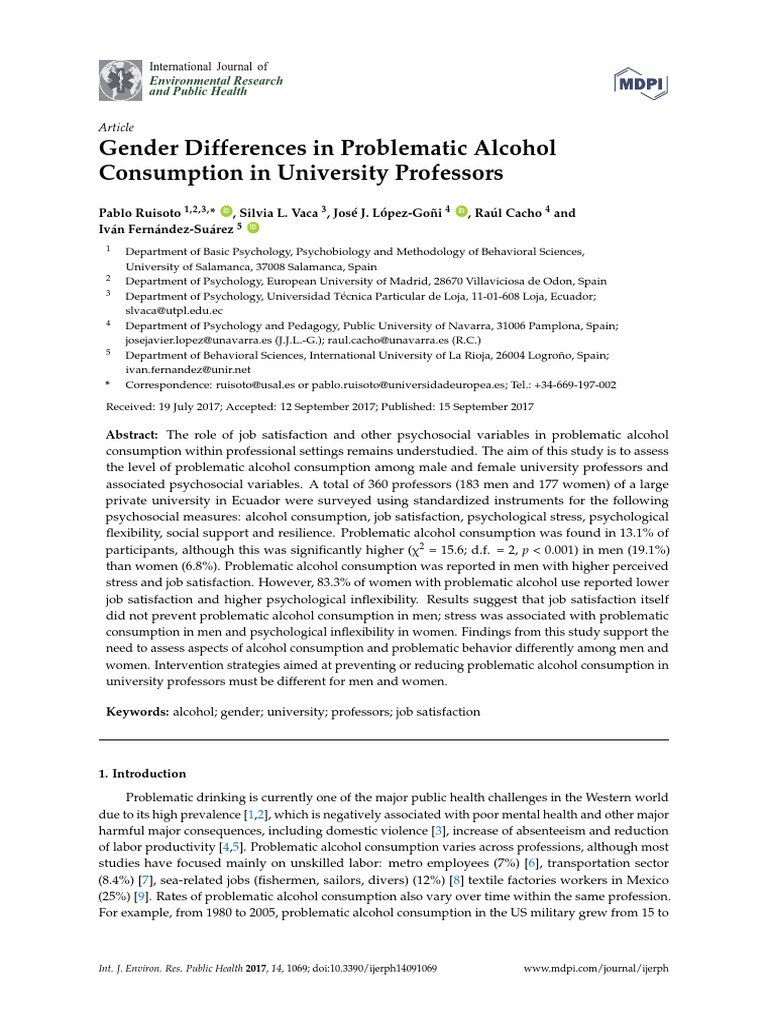 Gender Differences in Problematic Alcohol Consumption in University ...