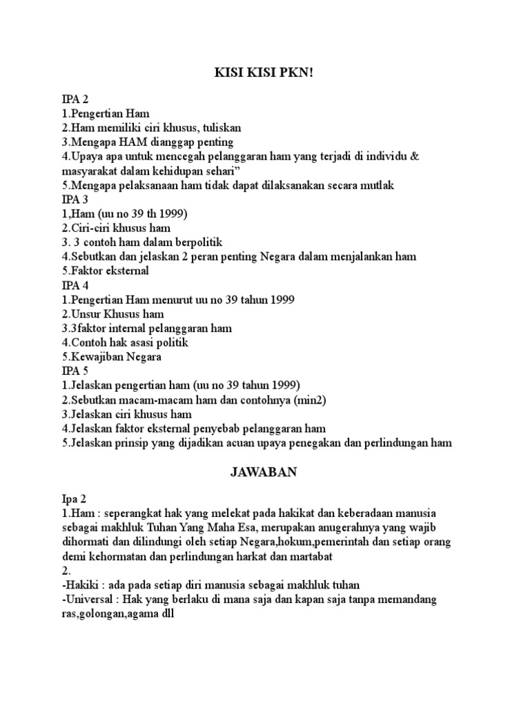 Sebutkan Ciri Khusus Hak Asasi Manusia - Coba Sebutkan