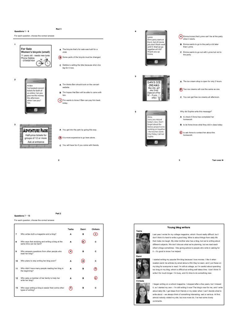 01A2 Key 2020 Sample Tests Reading and Writing Question PaperMerged